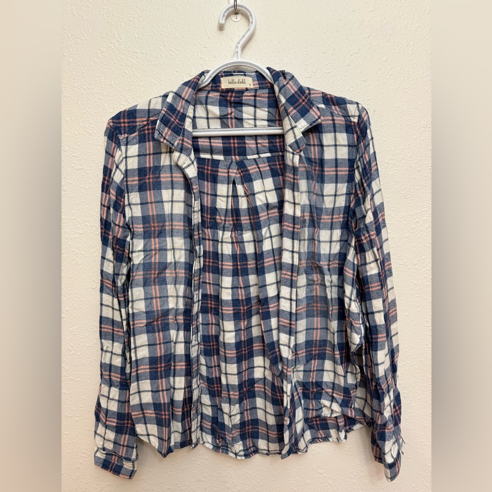 Bella Dahl Navy, Pink and Cream Checkered Shirt